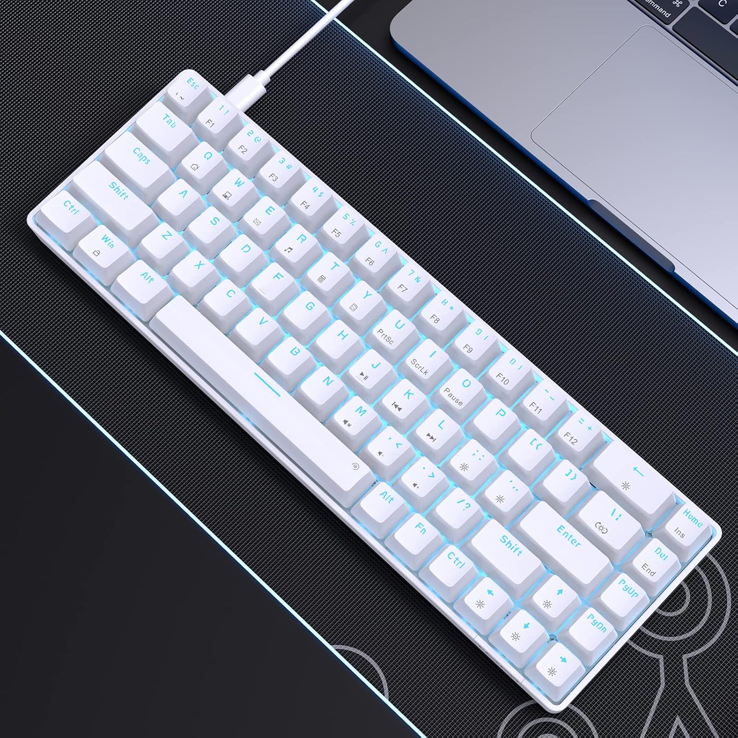 DIERYA T68SE 60% Gaming Mechanical Keyboard,Ultra Compact Mini 68 Key with Red Switches Wired Keyboard,Anti-Ghosting Keys, for Windows Laptops and PC Gamers,White - Image 7